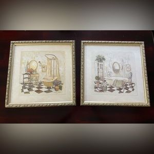 C. Winterle. Olson Set Of Two Framed Bathroom Scenes Prints